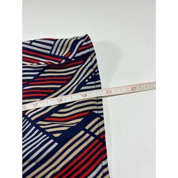 Parker Wrap Dress Blue Red Print Medium Silk Racer Back Knee Length Sleeveless - Picture 6 of 9
